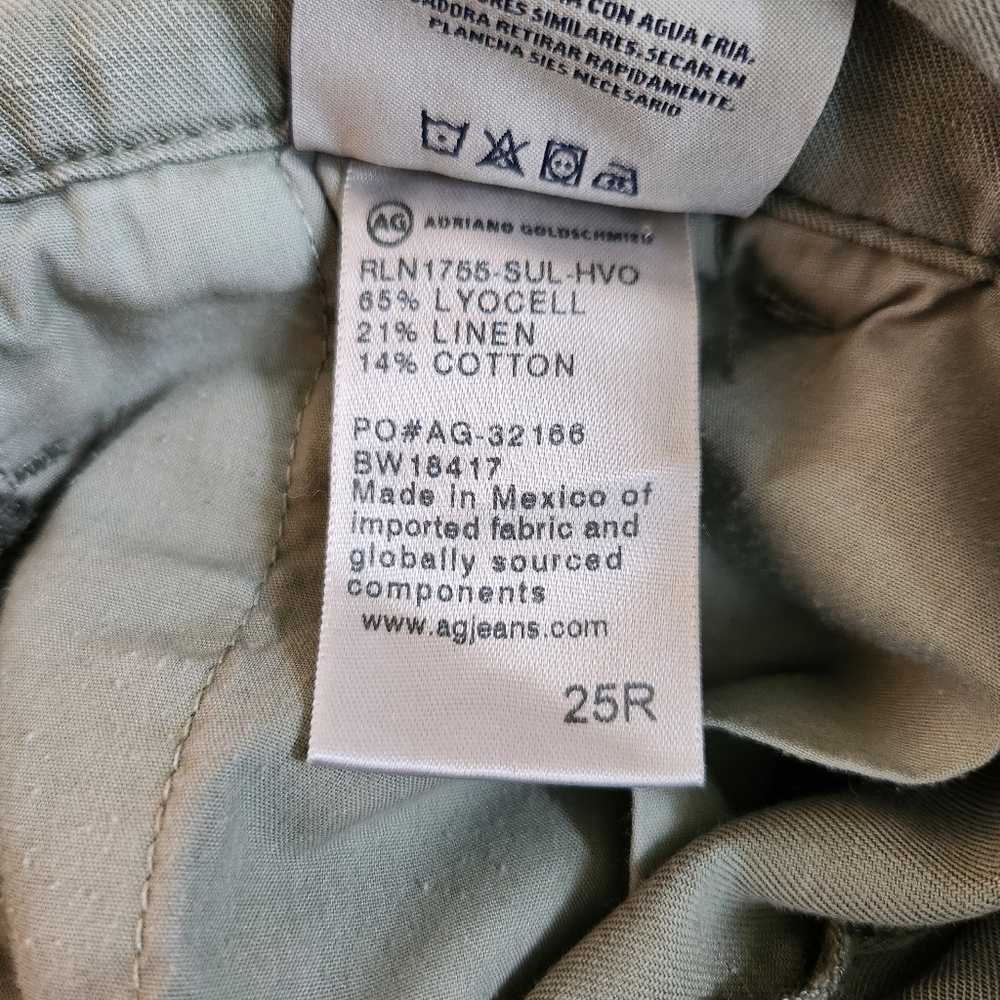 AG Adriano Goldschmied The Evan relaxed pleated trousers green crop cropped 25 - Picture 11 of 14